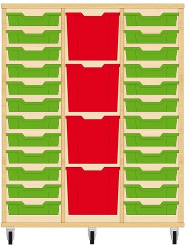 Storix Materiaalkast 82 wit, B1050xH1200xD465 - laden groen-rood-groen