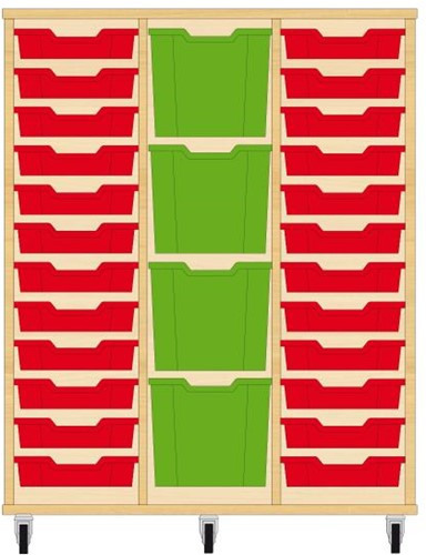 Storix Materiaalkast 82 wit, B1050xH1200xD465 - laden rood-groen-rood