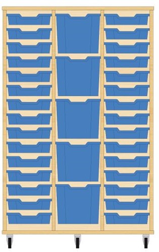 Storix Materiaalkast 82 wit, B1050 x H1458 x D465 mm - laden blauw