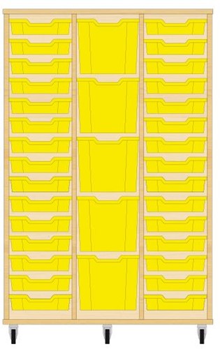 Storix Materiaalkast 82 wit, B1050 x H1458 x D465 mm - laden geel