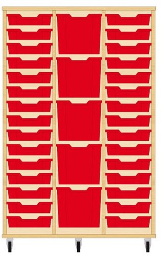 Storix Materiaalkast 82 wit, B1050 x H1458 x D465 mm - laden rood