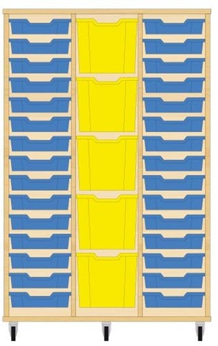 Storix Materiaalkast 82 wit, B1050 x H1458 x D465 mm - laden blauw-geel-blauw
