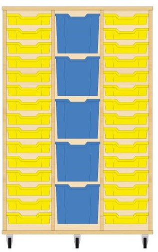 Storix Materiaalkast 82 wit, B1050 x H1458 x D465 mm - laden geel-blauw-geel