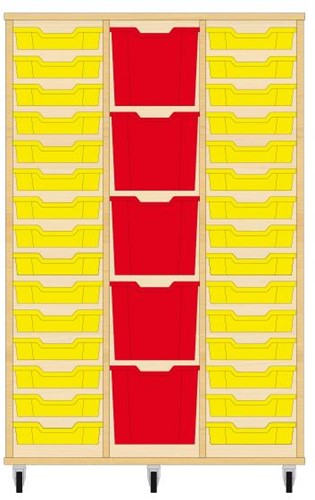 Storix Materiaalkast 82 wit, B1050 x H1458 x D465 mm - laden geel-rood-geel