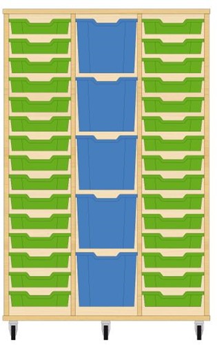 Storix Materiaalkast 82 wit, B1050 x H1458 x D465 mm - laden groen-blauw-groen