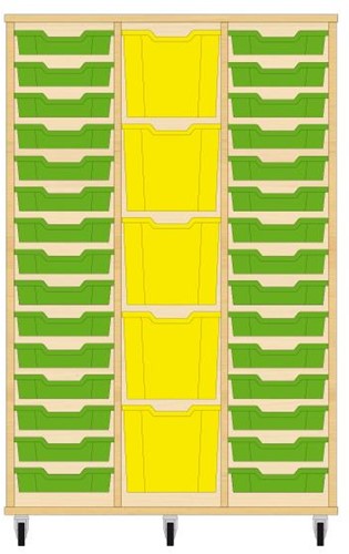 Storix Materiaalkast 82 wit, B1050 x H1458 x D465 mm - laden groen-geel-groen