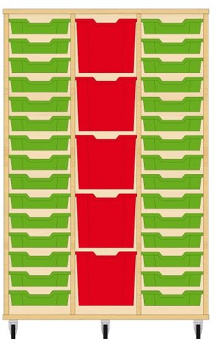 Storix Materiaalkast 82 wit, B1050 x H1458 x D465 mm - laden groen-rood-groen