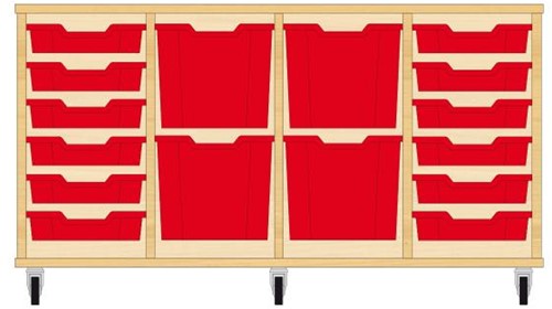 Storix Materiaalkast 92 wit, B1390xH684xD465 - laden rood