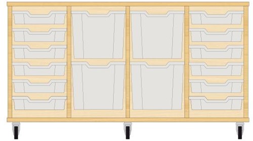 Storix Materiaalkast 92 wit. B1390xH684xD465 - laden transparant