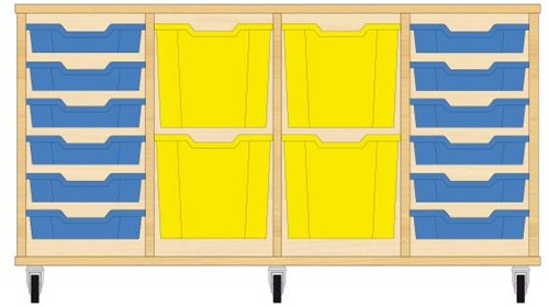 Storix Materiaalkast 92 wit, B1390xH684xD465 - laden blauw-geel-geel-blauw