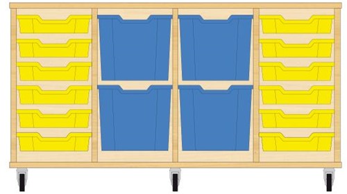 Storix Materiaalkast 92 wit, B1390xH684xD465 - laden geel-blauw-blauw-geel