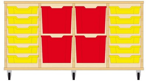 Storix Materiaalkast 92 wit, B1390xH684xD465 - laden geel-rood-rood-geel