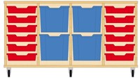 Storix Materiaalkast 92 wit, B1390xH684xD465 - laden rood-blauw-blauw-rood