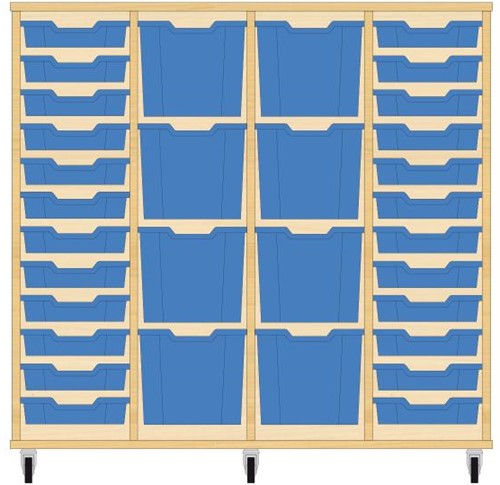 Storix Materiaalkast 92 wit, B1390xH1200xD465 - laden blauw