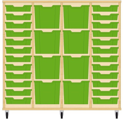Storix Materiaalkast 92 wit, B1390xH1200xD465 - laden groen