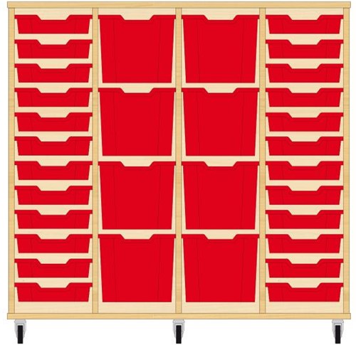Storix Materiaalkast 92 wit, B1390xH1200xD465 - laden rood