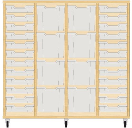 Storix Materiaalkast 92 wit. B1390xH1200xD465 - laden transparant