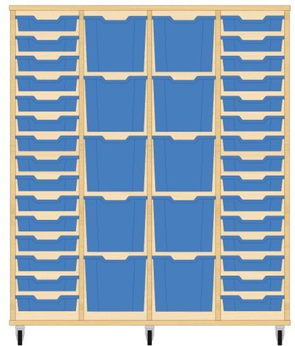 Storix Materiaalkast 92 wit, B1390 x H1458 x D465 mm - laden blauw