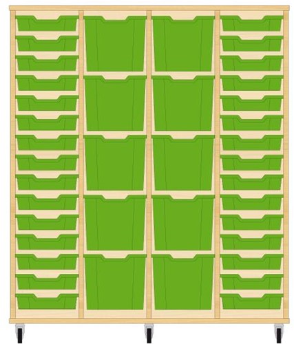 Storix Materiaalkast 92 wit, B1390 x H1458 x D465 mm - laden groen