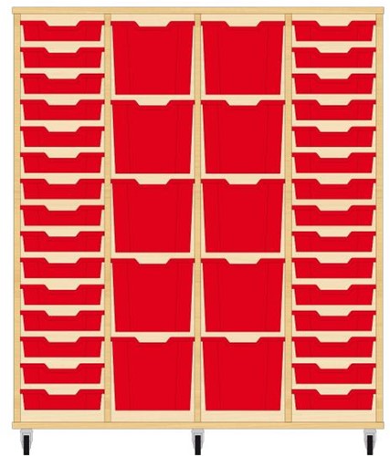 Storix Materiaalkast 92 wit, B1390 x H1458 x D465 mm - laden rood