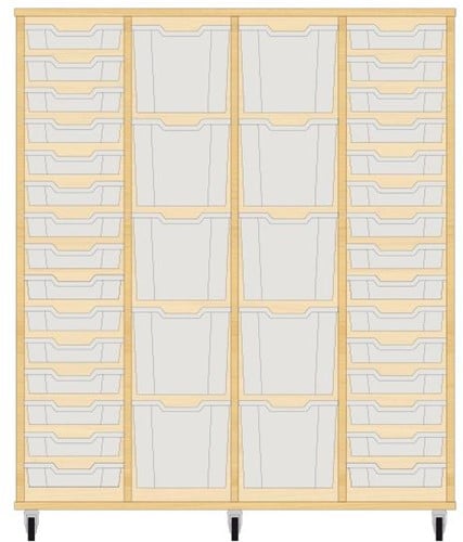 Storix Materiaalkast 92 wit. B1390 x H1458 x D465 mm - laden transparant