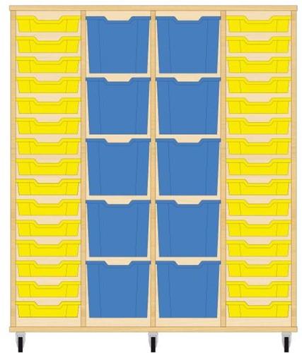 Storix Materiaalkast 92 wit, B1390 x H1458 x D465 mm - laden geel-blauw-blauw-geel