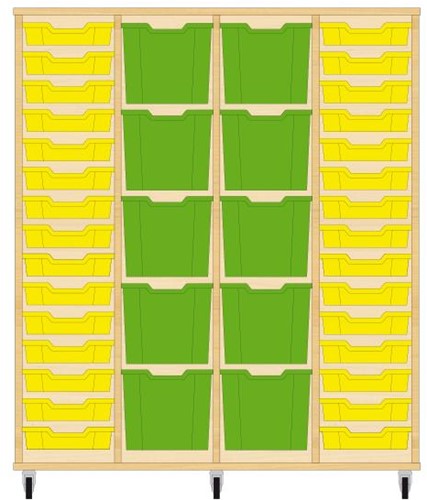 Storix Materiaalkast 92 wit, B1390 x H1458 x D465 mm - laden geel-groen-groen-geel