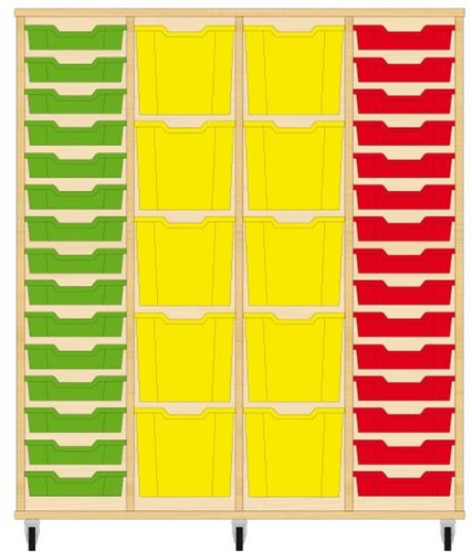 Storix Materiaalkast 92 wit, B1390 x H1458 x D465 mm - laden groen-geel-geel-rood