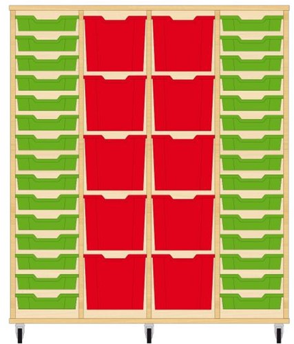 Storix Materiaalkast 92 wit, B1390 x H1458 x D465 mm - laden groen-rood-rood-groen