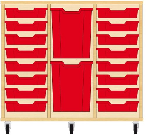 Storix Materiaalkast 83 wit, B1050xH856xD465 - laden rood