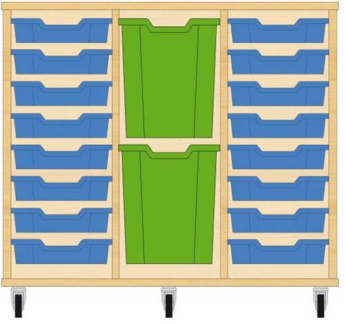 Storix Materiaalkast 83 wit, B1050xH856xD465 - laden blauw-groen-blauw