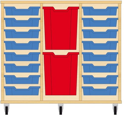 Storix Materiaalkast 83 wit, B1050xH856xD465 - laden blauw-rood-blauw