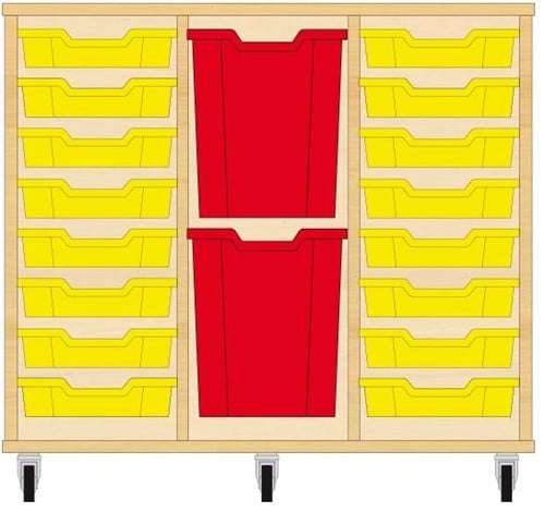 Storix Materiaalkast 83 wit, B1050xH856xD465 - laden geel-rood-geel