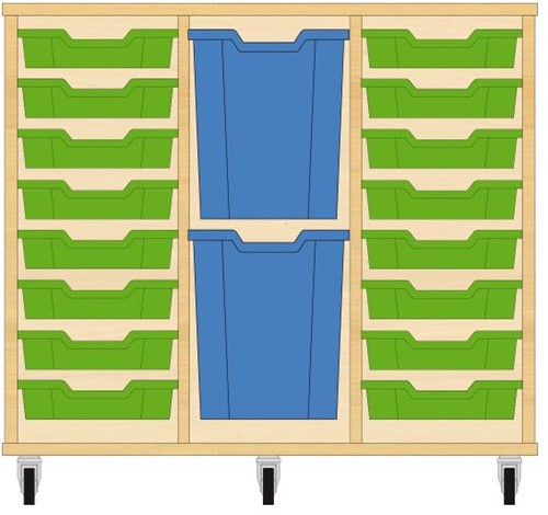Storix Materiaalkast 83 wit, B1050xH856xD465 - laden groen-blauw-groen