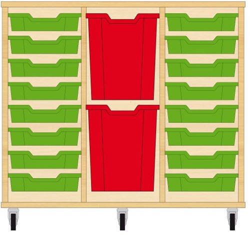 Storix Materiaalkast 83 wit, B1050xH856xD465 - laden groen-rood-groen