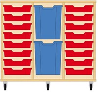 Storix Materiaalkast 83 wit, B1050xH856xD465 - laden rood-blauw-rood