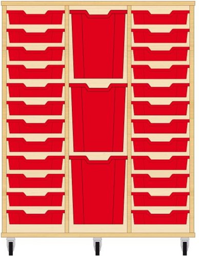 Storix Materiaalkast 83 wit, B1050xH1200xD465 - laden rood