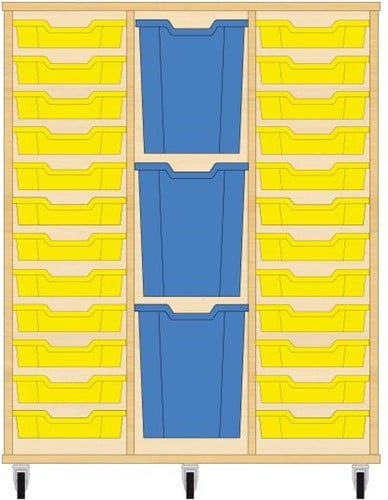 Storix Materiaalkast 83 wit, B1050xH1200xD465 - laden geel-blauw-geel