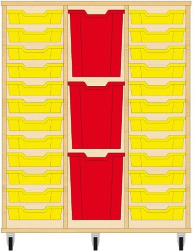 Storix Materiaalkast 83 wit, B1050xH1200xD465 - laden geel-rood-geel