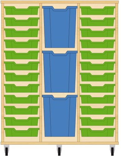 Storix Materiaalkast 83 wit, B1050xH1200xD465 - laden groen-blauw-groen