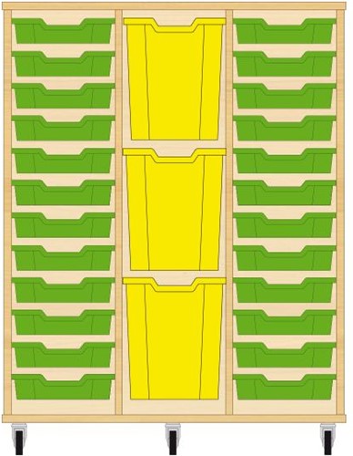 Storix Materiaalkast 83 wit, B1050xH1200xD465 - laden groen-geel-groen