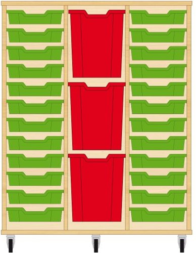 Storix Materiaalkast 83 wit, B1050xH1200xD465 - laden groen-rood-groen