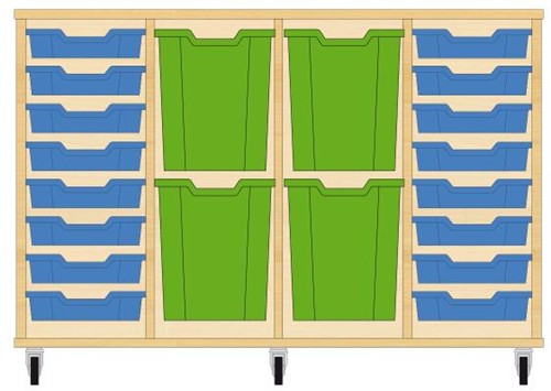 Storix Materiaalkast 93 wit, B1390xH856xD465 - laden blauw-groen-groen-blauw