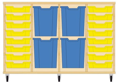 Storix Materiaalkast 93 wit, B1390xH856xD465 - laden geel-blauw-blauw-geel