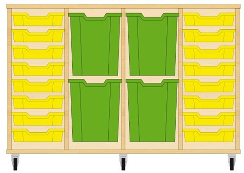Storix Materiaalkast 93 wit, B1390xH856xD465 - laden geel-groen-groen-geel