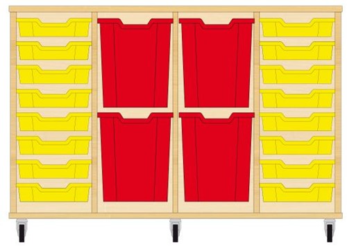 Storix Materiaalkast 93 wit, B1390xH856xD465 - laden geel-rood-rood-geel
