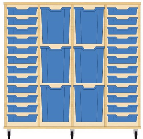 Storix Materiaalkast 93 wit, B1390xH1200xD465 - laden blauw
