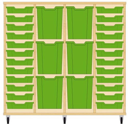 Storix Materiaalkast 93 wit, B1390xH1200xD465 - laden groen