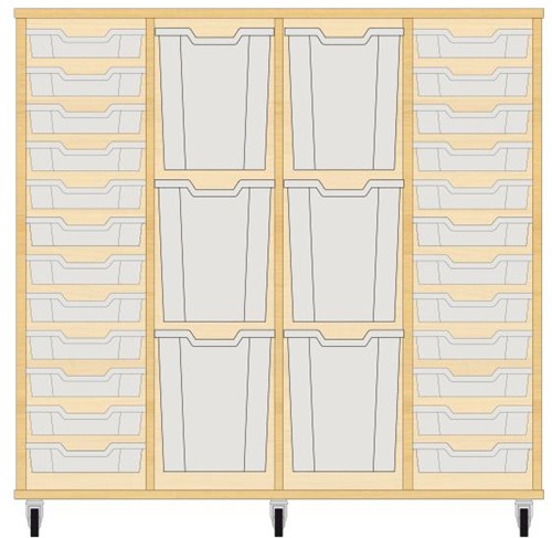 Storix Materiaalkast 93 wit. B1390xH1200xD465 - laden transparant