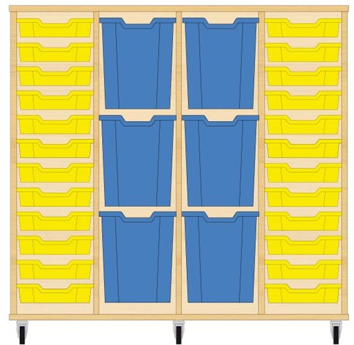 Storix Materiaalkast 93 wit, B1390xH1200xD465 - laden geel-blauw-blauw-geel